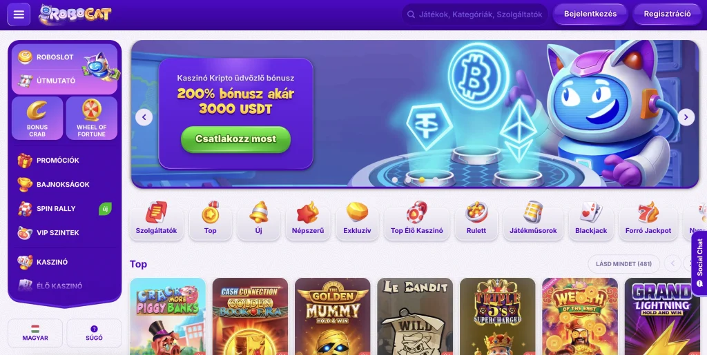 Robocat kaszinó honlapja